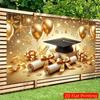 2D Shiny Graduation Backdrop Gold Balloon Star Graduation Photo Booth Background