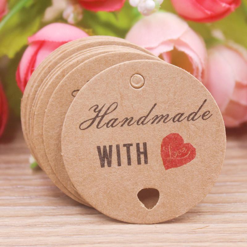 100 pezzi Etichette regalo Kraft marrone /bianco con 20 m di corda Etichette di carta di ringraziamento per Matrimonio Baby Shower Natale Etichetta Decorazione per festa