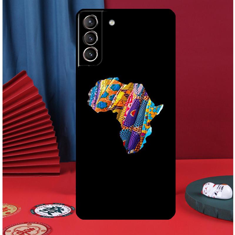Map of Africa African Fabrics Phone Case For Samsung Galaxy S25 S24 Ultra S9 S10 S20 S21 S22 S23 Plus S24 FE Back Cover