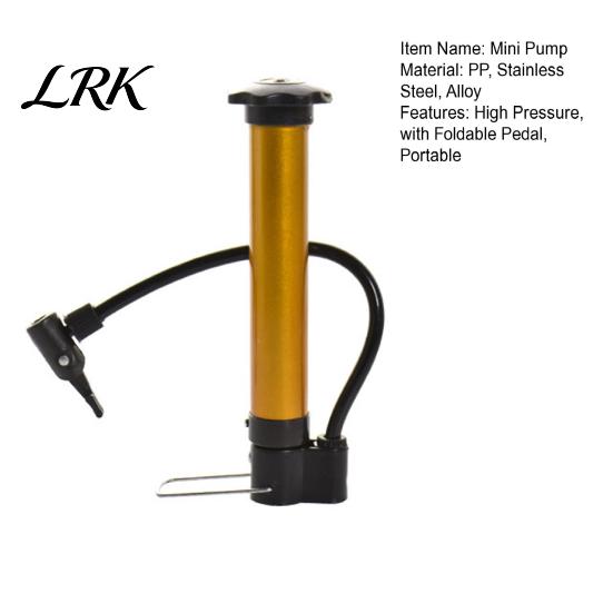 Air Pump with Foldable Pedal Mini High Pressure Bike Pump, Portable Motorcycle Tire Inflator Pedal, Aluminum Alloy for Road Mountain Bicycle Motorbike