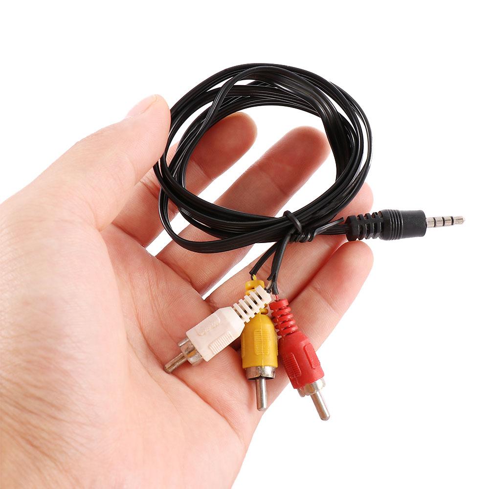 Black Durable Converter 3 RCA 3.5MM Jack To RCA Plug Adapter Wire AV Video Cables Audio Cable