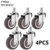 4PCS New 1.5" / 2" Wheel Threaded Stem Swivel Casters No Noise TPE Rubber Rubber Castor Brakes M8 Furniture Castor Table Shelf