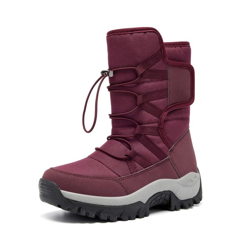 High-top Warm and Fleece Snow Boots Outdoor Large-size Northern Cotton Shoes Outer Wear Personalized Elastic Band Couple Shoes