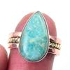 Natural Amazonite Gemstone Handmade 925 Sterling Silver Two Tone Ring S.6 h6G71
