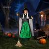 Wicked Witch Garden Ornaments 180cm Halloween Props, Flying Decoration with Scary Sounds & Lights, Spooky Haunted House for Yard Lawn, Outdoor Hanging