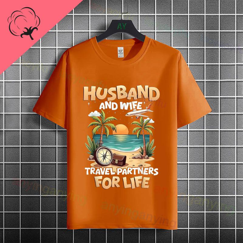 Unisex Unisexs Family Vacation 2026 Graphic Tshirt With Retro Sunset Palm Tree Desgin Pure Cotton Short Sleeve Casual Tshirt