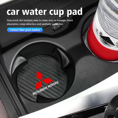 Carbon Fiber Cup Mat Anti-Slip Durable Auto Accessory For Mitsubishi Outlander Lancer L200 ASX Pajero Grandis Eclipse