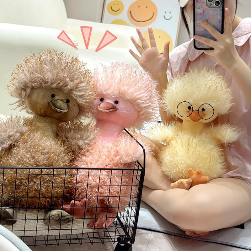 Fluffy Duck Plush Toy Cute Yellow Duck Stuffed Animal Adorable Duckling Doll Pillow for Girls Sleep Cuddle Birthday Gift