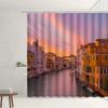 Italy Canal Scenery Shower Curtain Set Port City Romantic Venice Street Boat Retro Buildings Home Bathroom Bathtub Decor Screens