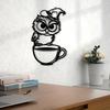 Metal Owl In Cup Wall Art Retro Black Brown Decor Bird Lover Gift