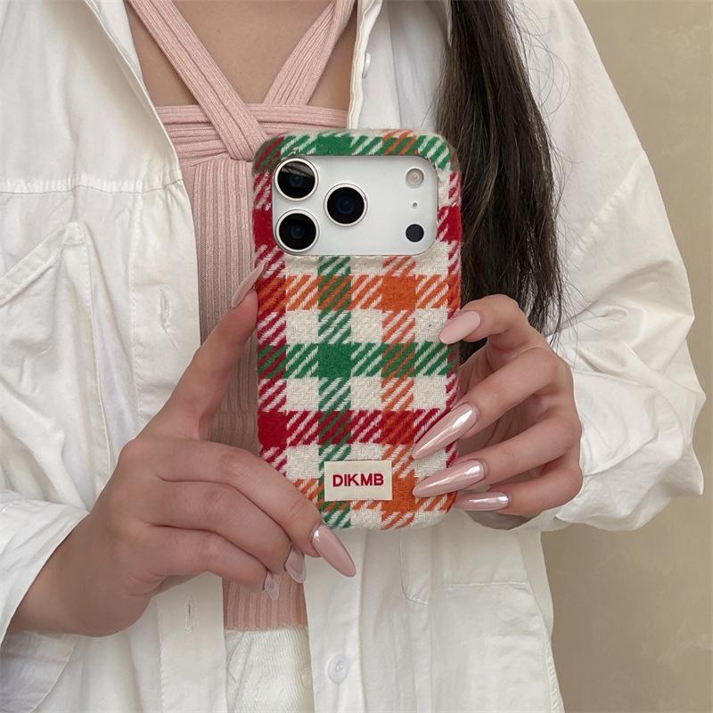 Custodia Colorata a Quadri in Velluto per iPhone 16, iPhone 17 e iPhone 17 Pro Max