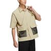 adidas Originals Clover SS22 Solid Color Logo Short Sleeve Shirt with Single Row Buttons Men Tops Beige HR6468