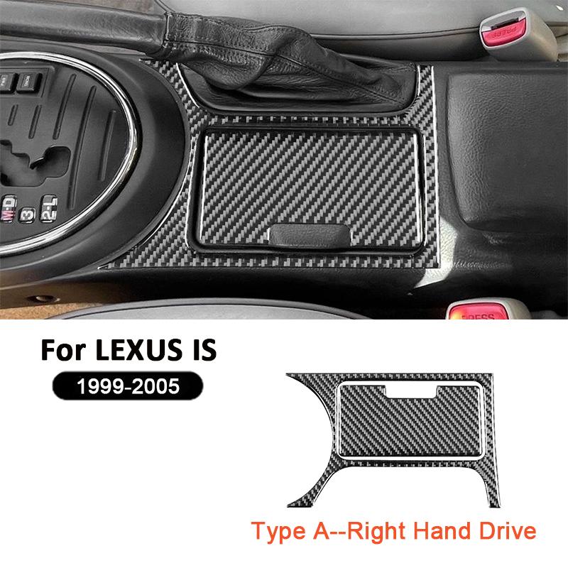 For LEXUS IS 1999-2005 Carbon Fiber Car Center Console Sotorage Box Panel Water Cup Holder Trim Cover Inner Decoration Sticker