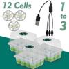 LED Grow Light Seedling Starter Tray Kit with Transparent Cover Indoor Garden Greenhouse Flower Plants Nursery Germination Box