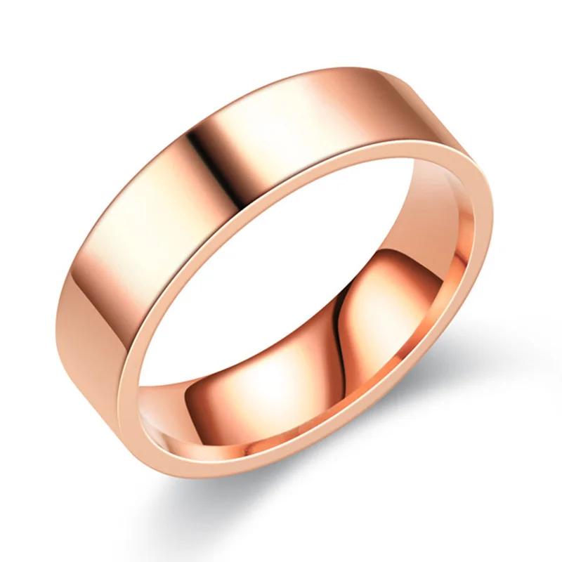 6mm Trendy Stainless Steel Black Rings for Women And Men Fashion Wedding Wholesale Charm