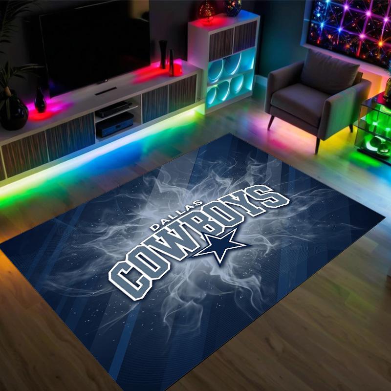 Dallas Cowboys Design Crystal Velvet Carpet Cozy Non?Slip Printed Rug For Bedroom Living Room Entrance