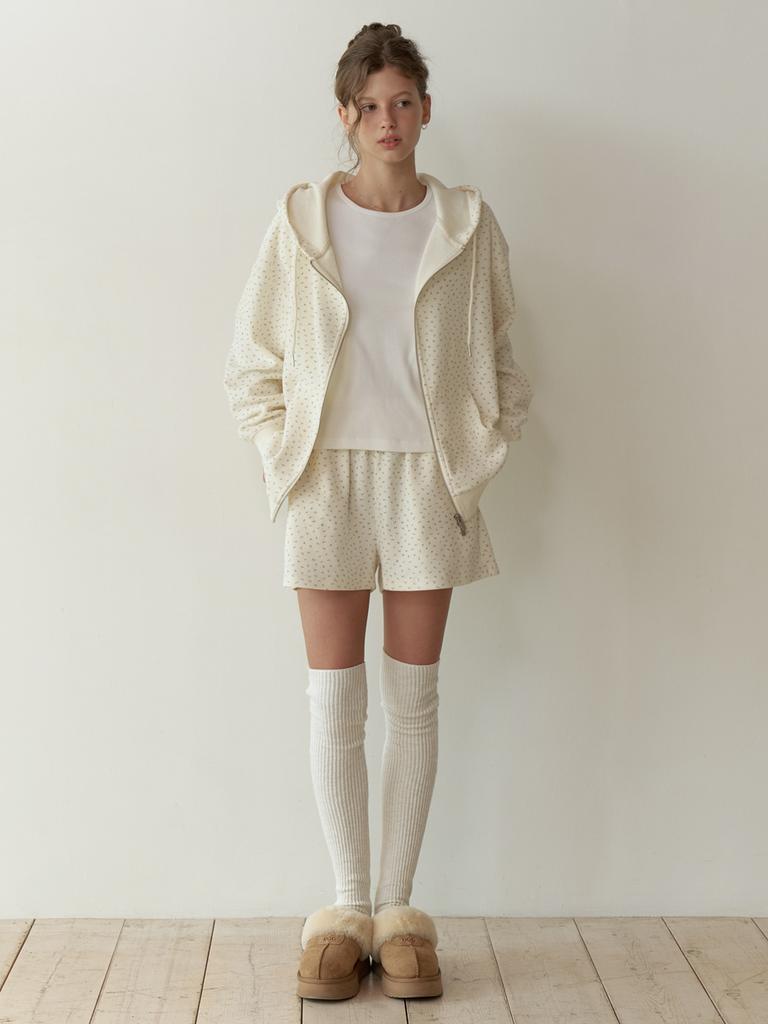 Liel Flowered Waffle Shorts (Cream)
