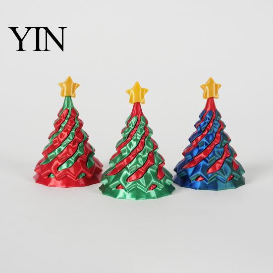 Christmas Stocking Stuffers 3D Printed Spiral Tree, Golden Star Topper Tree Fidget Shape Toys Toy, Cone Desk Decor for Anxiety Stress Relief Portable