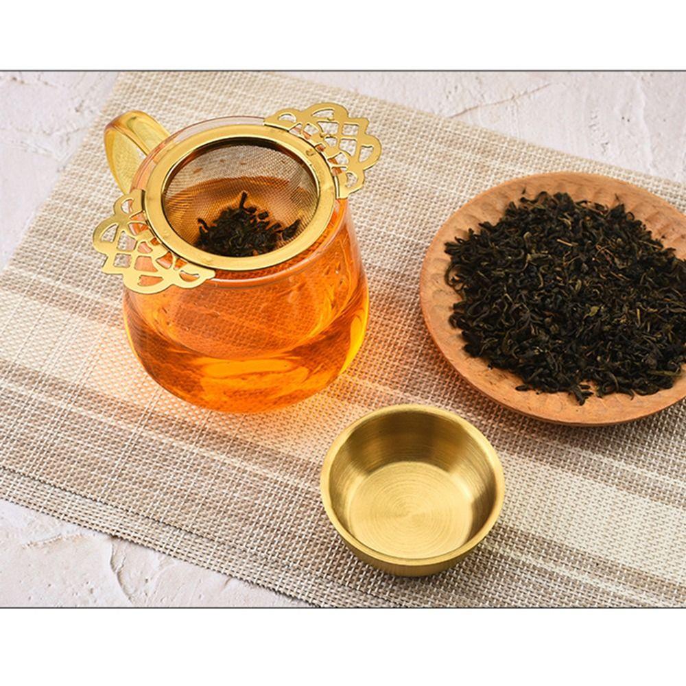Stainless Steel Double Ear Tea Filter Fine Mesh Easy Clean Hanging Tea Strainer Food-grade Reusable Tea Infuser with Drip Bowl