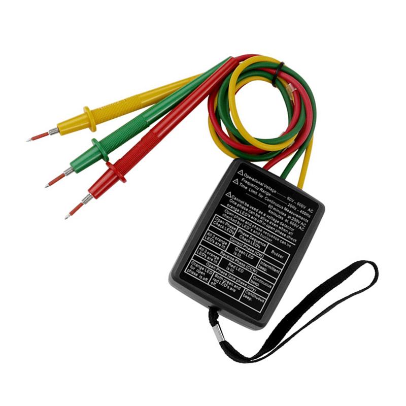Contor de fază de curent alternativ trifazic Detector de fază Tester de rotație Indicator de fază Indicator digital de ordine a fazelor
