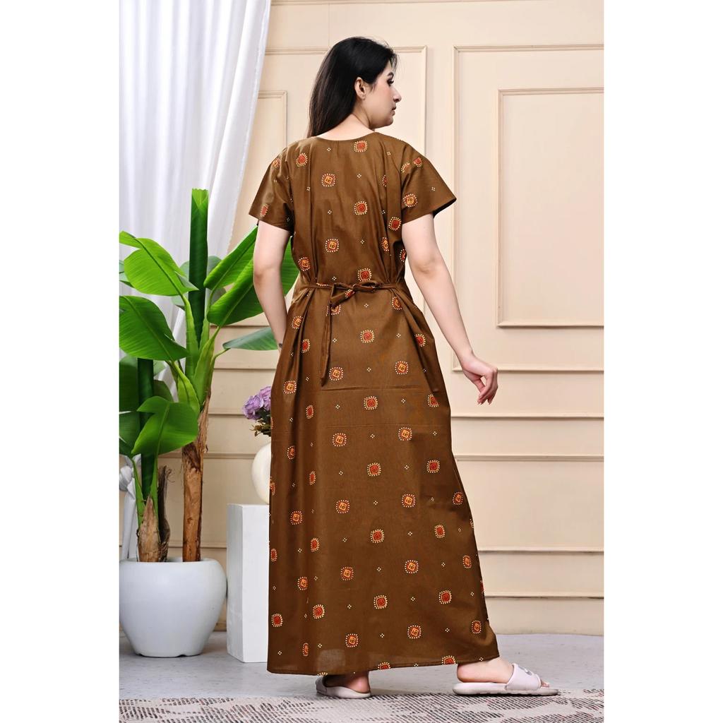 Cotton Beautiful Printed Sleepwear Gown Indian Women Casual Wear Nighty Dress