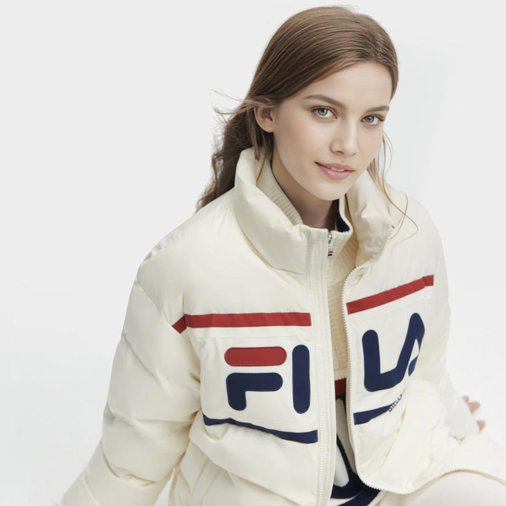Fila 2023 Winter New Retro Casual Thick Stand Collar Down Jacket Unisex Outerwear Reed-White F11U349903F-IV