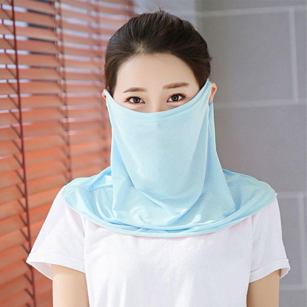 Sun UV Protection For Women Outdoor Solid Color Neck Scarf Face Scarves Ice Silk Mask Face Cover