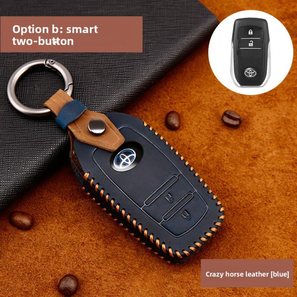 For Toyota Car Key Case Top Grain Crazy Horse Leather Key Cover Luxury Key Shell Premium Protection