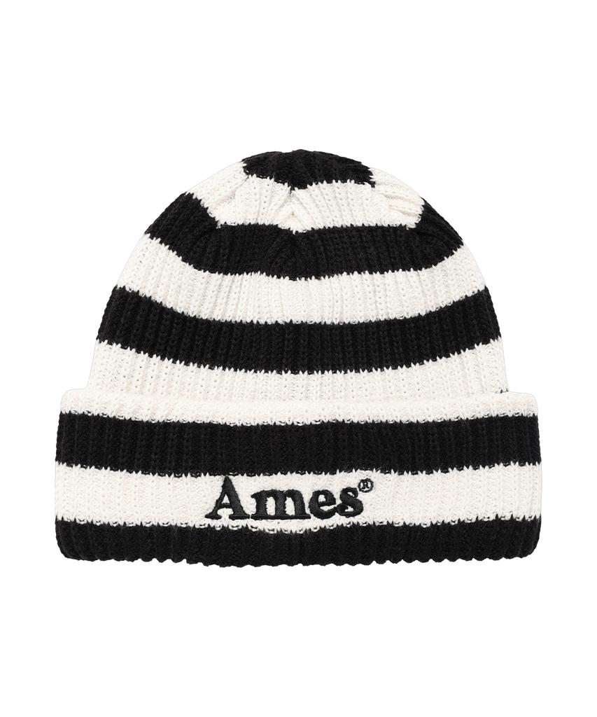 AMES-WORLDWIDE Stripe Knit Beanie Ivory