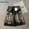 RogueWave Streetwear Y2K Beliebte Denim-Shorts Quasten-Design Vintage-Shorts Mann Hip-Hop-Mode Harajuku Punk Hohe Taille Weitbeinige Hose