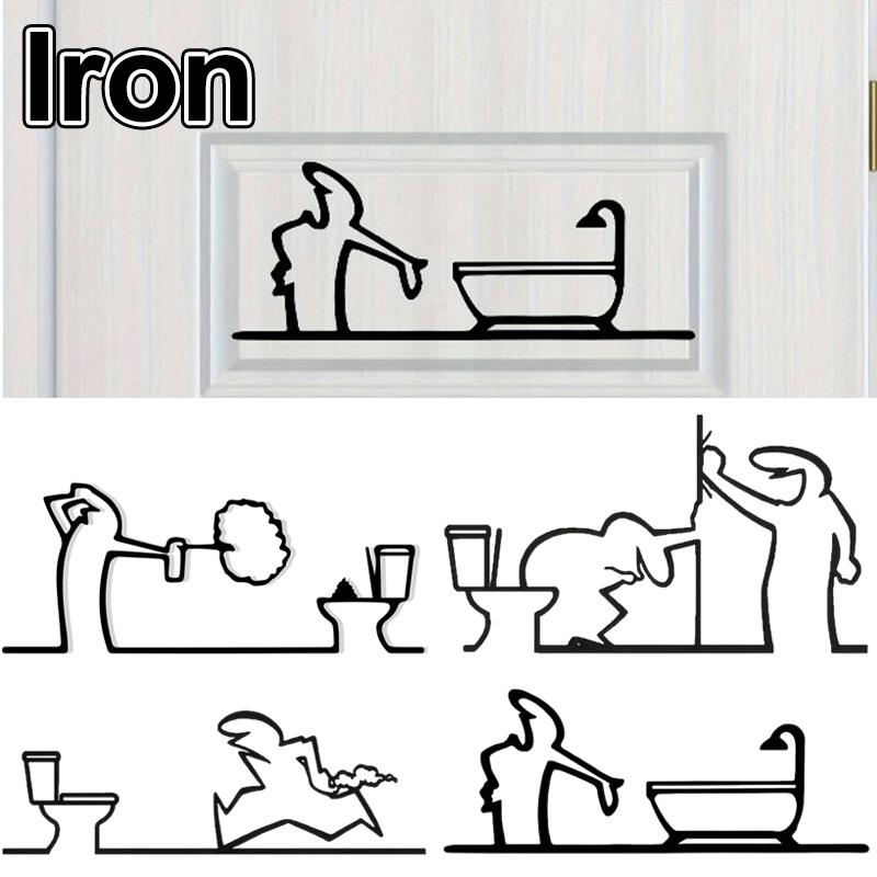 Ornament Semn Metalic Minimalist pentru Baie Simbol Toaletă Figurină Duș Semn Artă pentru Ușă Decor Artă de Perete pentru Casă Design Umoristic