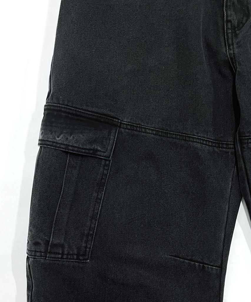 ZPLISH Pantalon Cargo en Denim Pierre Noir