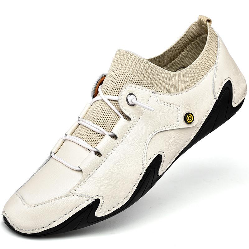 New Autumn Breathable Shoes Men's Leather One Pedal Slip-on Soft Bottom Plus Size Men's Casual Leather Shoes