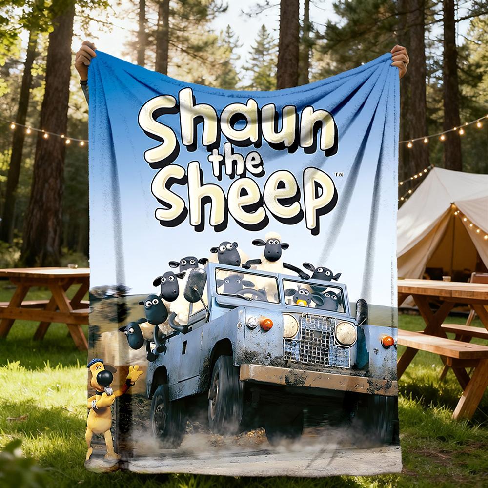 1pc Sheep Shaun Outdoor Blanket Lightweight Flannel, Soft & Warm, All-Season Use for Sofa, Outdoor, Camping, Living Room042