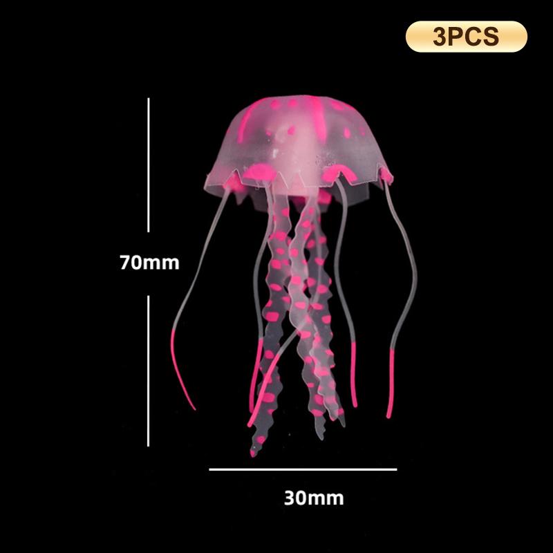 3 Stück Künstliche Leuchtende Fluoreszierende Quallen Aquarium Dekoration Fischtank Unterwasserpflanze Marine Aquatische Landschaft Ornament