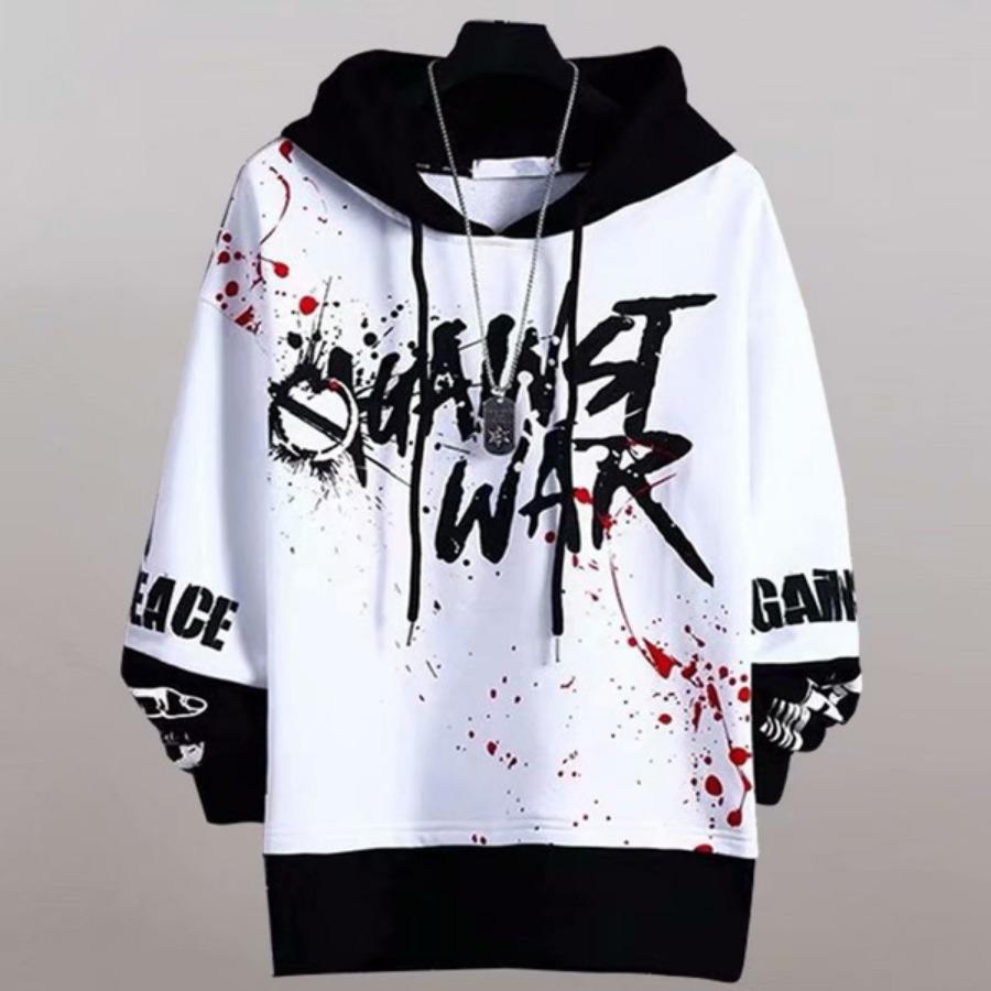 Letter Men Fashion Hoodies Casual Printed Mens Sweatshirt Street Style Man Hooded Pullover Loose Sports Sweatshirts
