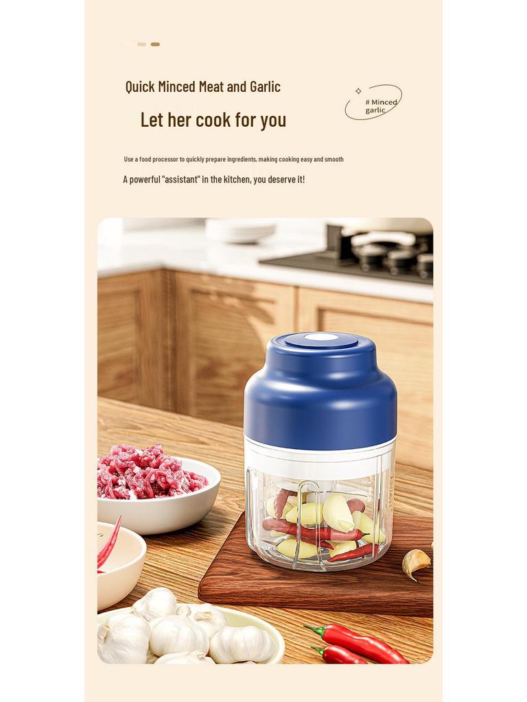 Wireless Electric Garlic Mincer & Masher - Automatic Garlic Press & Mixer for Kitchen and Baby Food Preparation