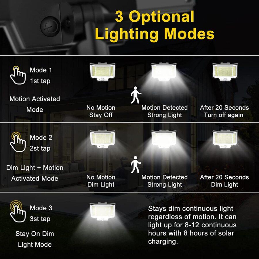 Outdoor Solar Lights Motion Sensor 200/348LEDS Solar Powered Flood Lights Remote Security Wall Lights Waterproof Yard Patio Gard