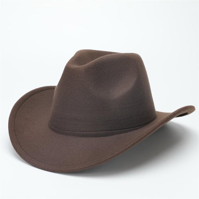 European, American and Western Cowboy Hat Wool Jazz Top Hat Men and Women's Ethnic Style Autumn and Winter Felt Hat Big Eave Hat Felt Hat