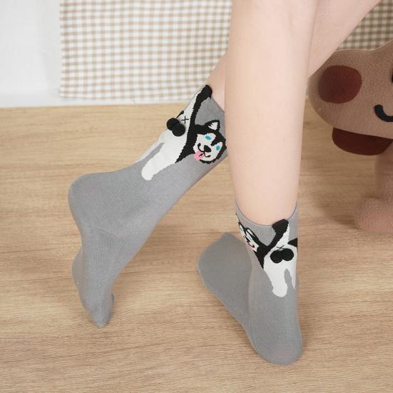 Women's Cute Dog Socks with 3D Fuzzy Balls Funny Novelty Animal Print Crew Cotton Socks for Women Girls Dog Lovers