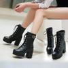 Herfst Vroege Winter Schoenen Dames Enkellaarsjes Mode Modern Dames Hoge Hakken Laarzen Zwart Rood Vierkante Hak 8cm D160