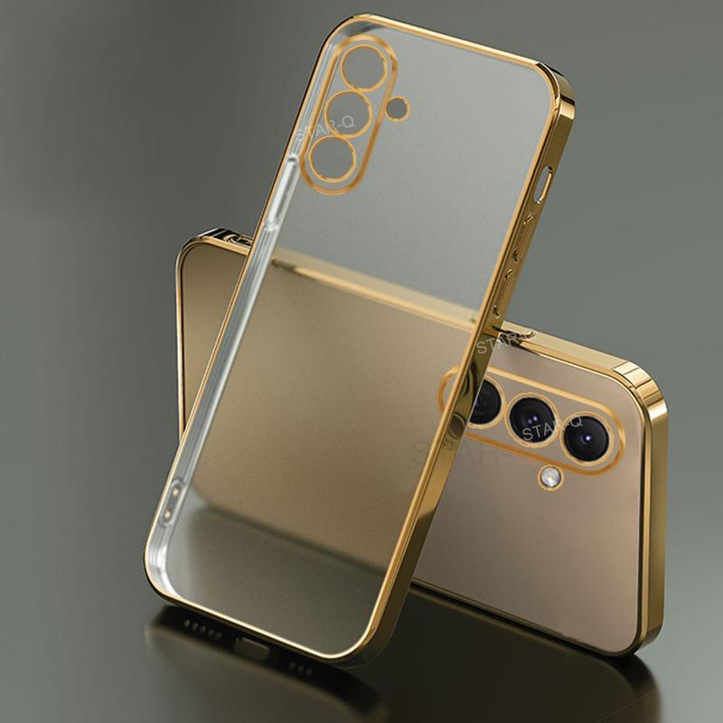 A 55 35 25 15 05 Plating Transparent Case For Samsung Galaxy A55 A35 A25 A15 A05S A24 A54 A34 4G 5G Silicone Back Cover