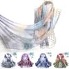 Summer Embroidered Silk Scarf Sun-Resistant Breathable Long Wraps Silk Smooth Bandana for Women