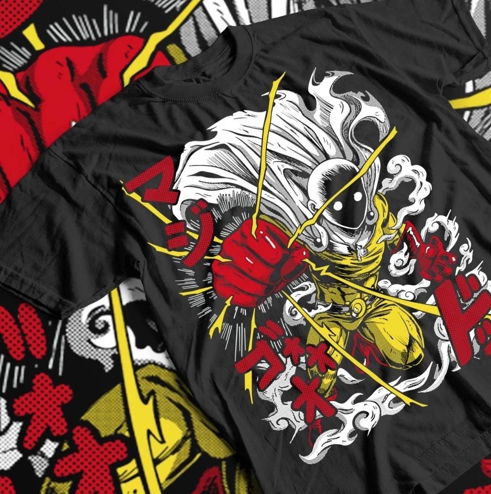 SAITAMA One Punch Unisex TShirt Horror Anime Unisexga Gifts Black