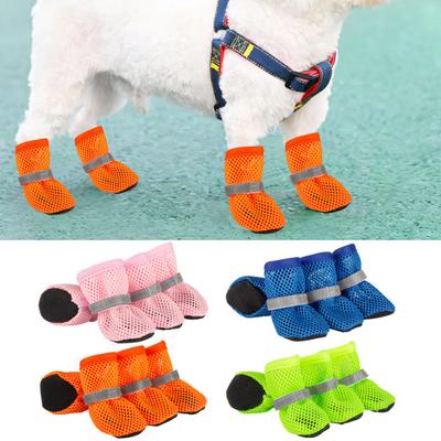 4Pcs Dog Shoes Breathable Pet Shoes Outdoor Dog Booties Summer Hot Pavement Dog Paw Protectors for Walking Hiking Running