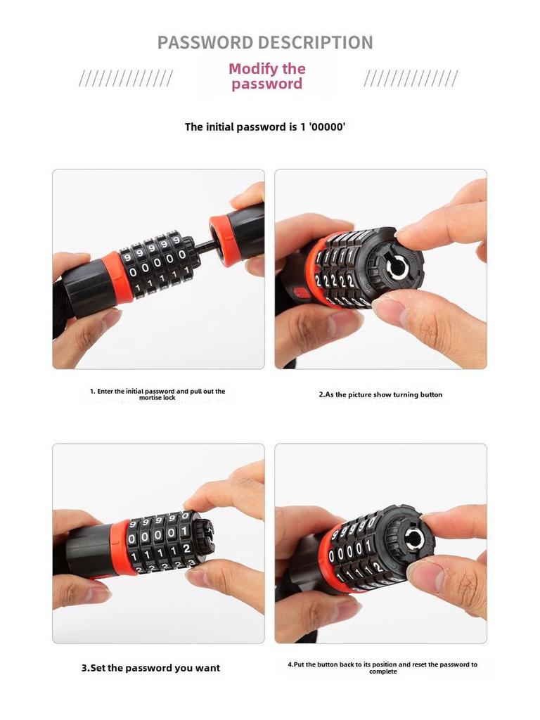 Enhanced Anti-Theft Electric Motorcycle & Mountain Bike Chain Lock
