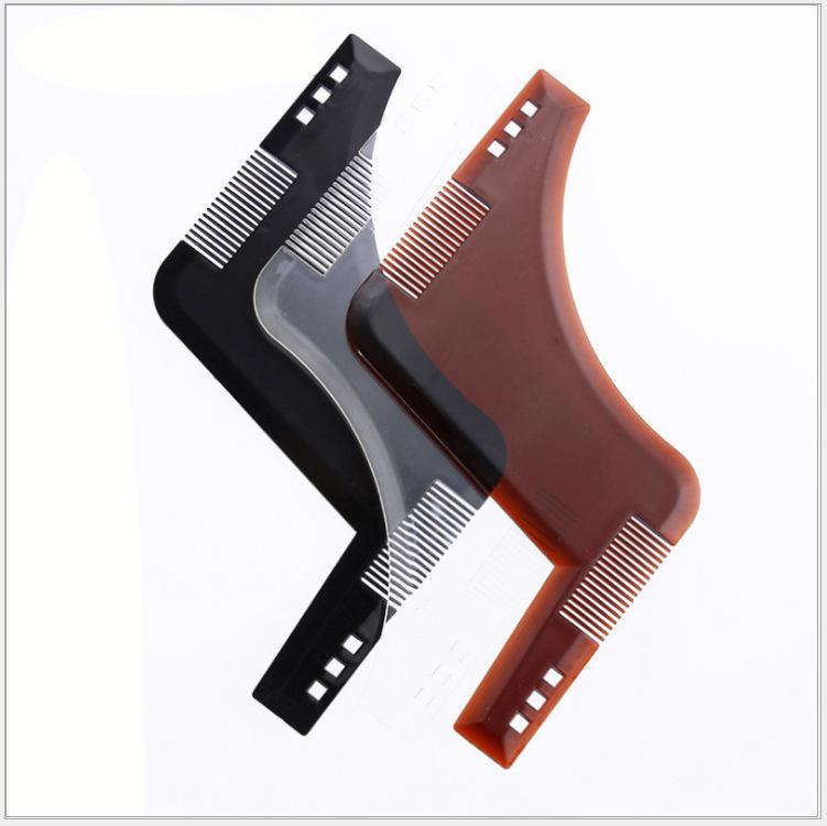 Men's Beard and Sideburns Styling Comb with Brush and Trimming Template