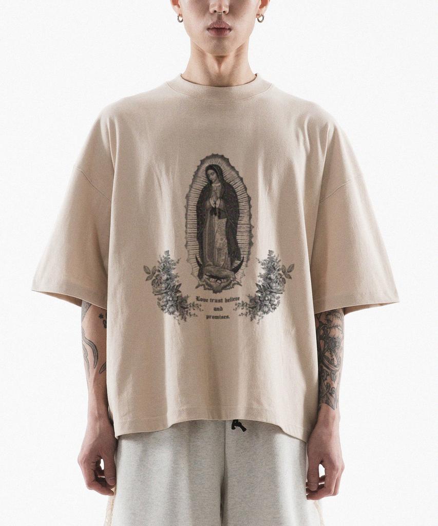 Paensyo Guadalupe Back Slit Short Sleeve - Sand