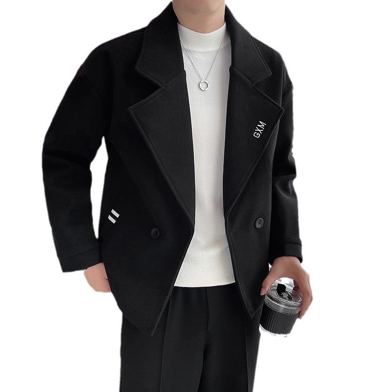 Veste en laine pour homme Printemps et Automne Nouvelle Veste à revers pour homme Slim Jeune Décontractée Veste en laine pour homme