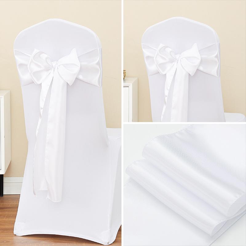 Silk Ribbon Bow Tie Chair Back Decorations For Events Weddings Party Chair Covers With Butterfly Knot Accent